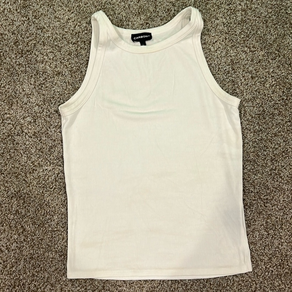Carbon38 Women's High Neck Ribbed Tank Top Large